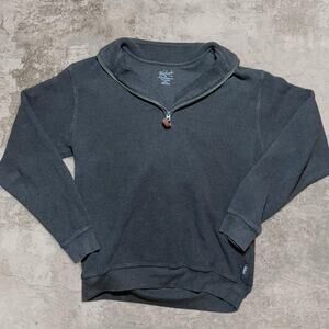 Dark Green Quarter zip thermal fabric sweatshirt wool rich size men’s M